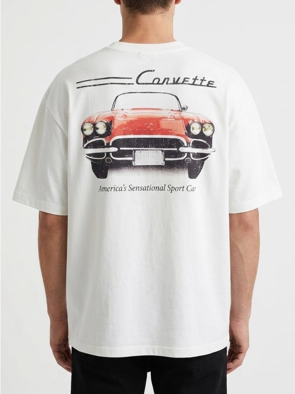 Official Corvette C1 Vintage-Inspired Boxy Crop Graphic Tee Top Size M/L